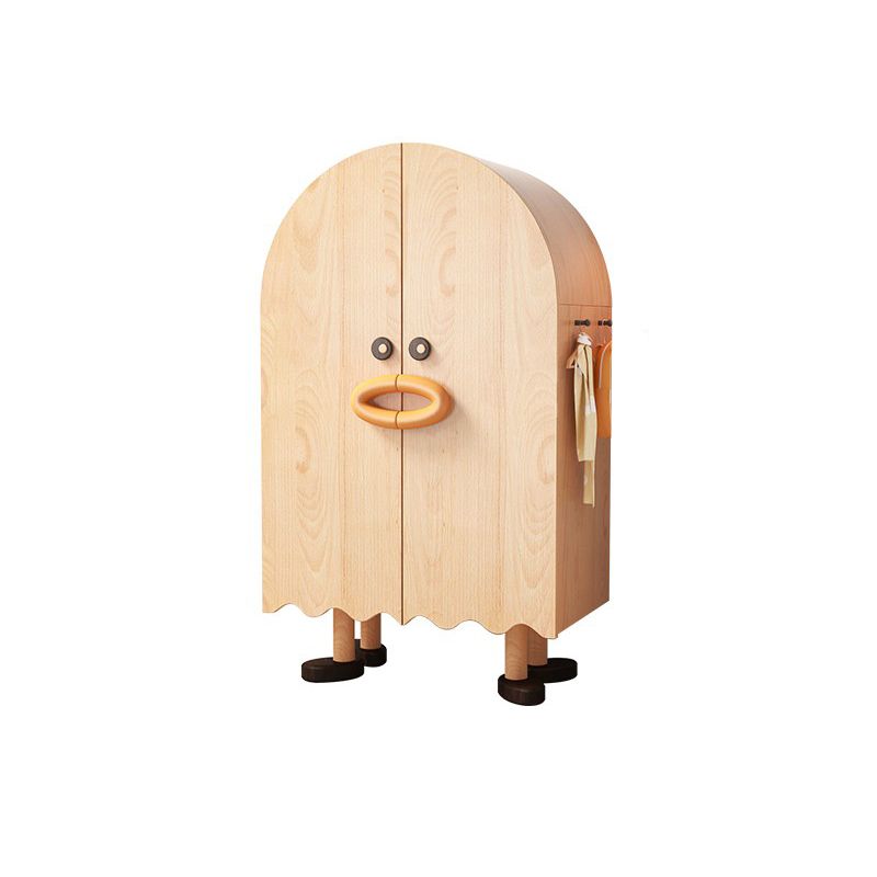 Light Wood Kids Closet Beech Glossy Wardrobe with Garment Rod