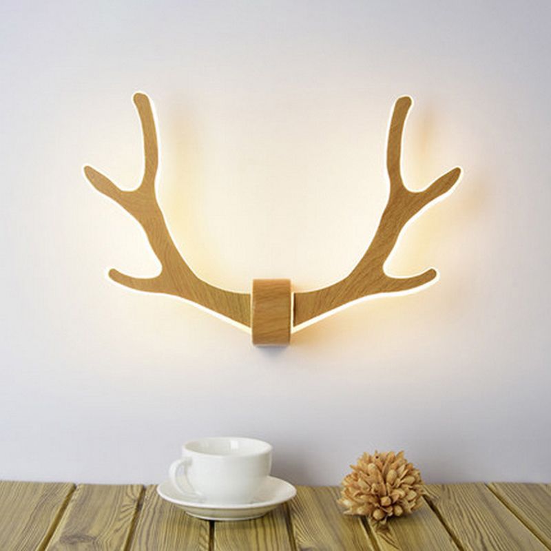 Wooden Antler Wall Sconce Lamp Nordic Style LED Wall Lighting Fixture for Corridor