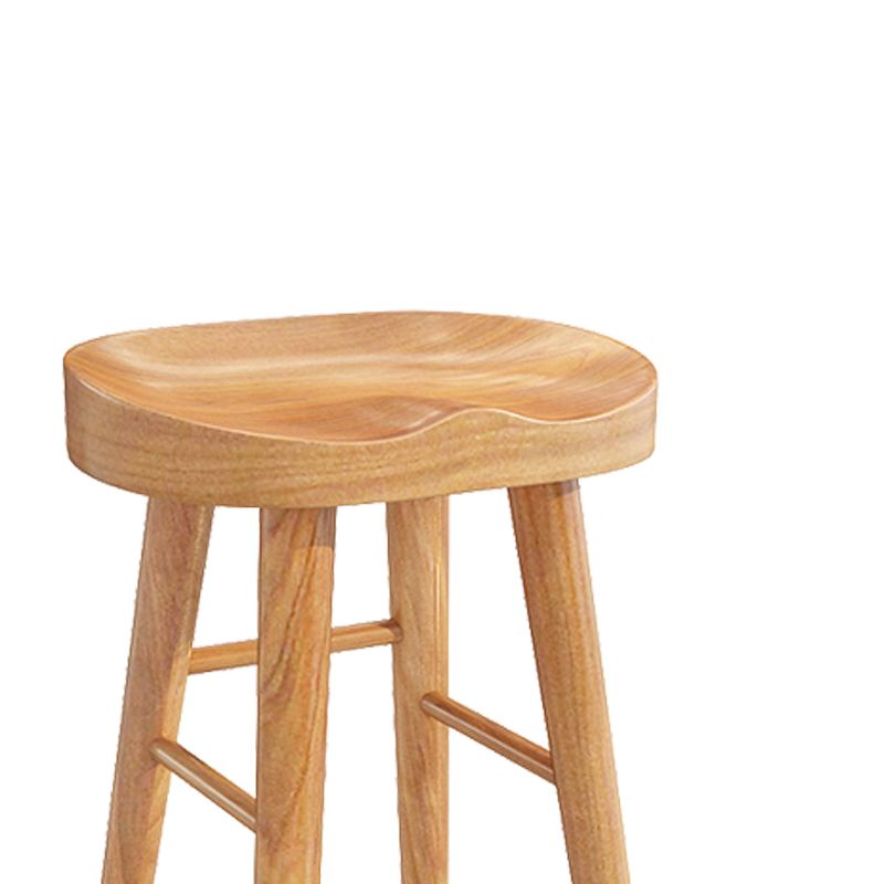 Contemporary Solid Wood Counter Stool Saddle Seat Backless Bar Stool