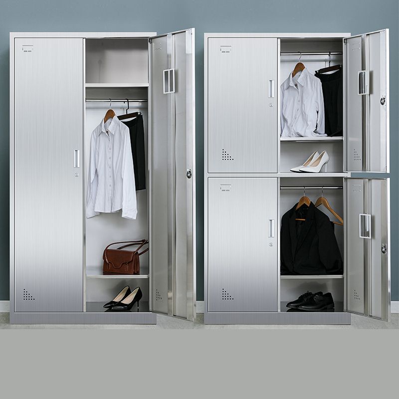 35.5"L x 16.5"W x 71"H Hinged Door Storage Cabinet Contemporary Cabinet with Metal Doors