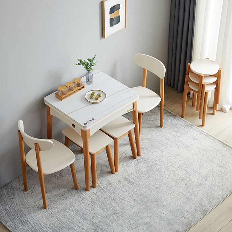 Modern DiningTable Set 5 Pieces with Wood Base Kitchen Furniture Set