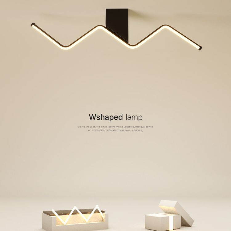 1 Light Linear Flush Mount Ceiling Light Modern Metal Ceiling Light Fixture