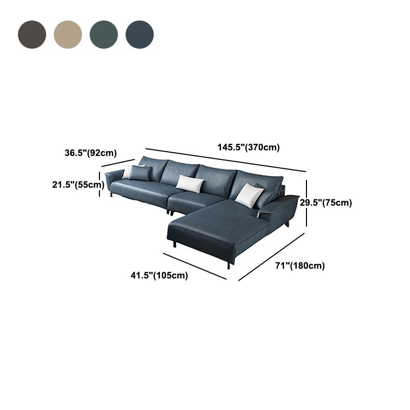 Modern 4 Pillows Back Sectional with Pillow Top Arms for Living Room