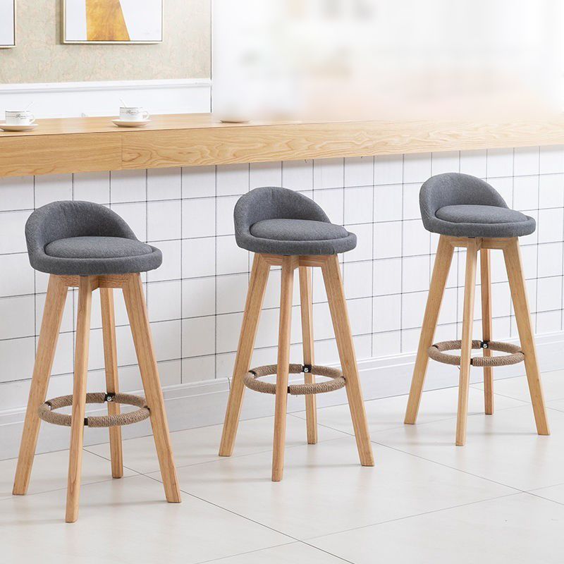 Contemporary Style Low Back Bar-stool Wooden Bar Stool for Restaurant