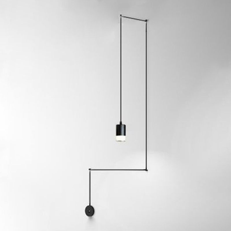 Industrial Acrylic Hanging Light, Black Swag Pendant Light with 157.5" Hanging Rope for Indoor