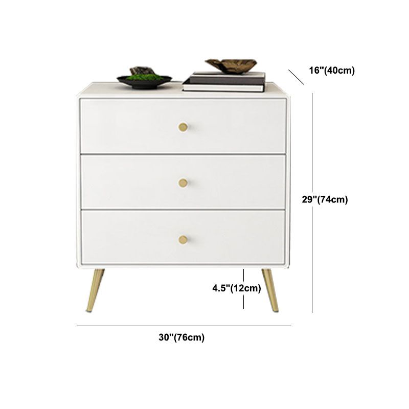 Glam White Storage Chest Dresser Solid Pine Storage Chest with Metal Feet