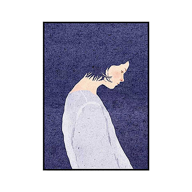 Nordic Woman Art Print Canvas Textured Purple Wall Decor for Living Room, Multiple Sizes