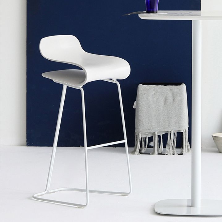 Backrest Armless Counter Stool Modern Iron Bar Stool with Plastic Cushion