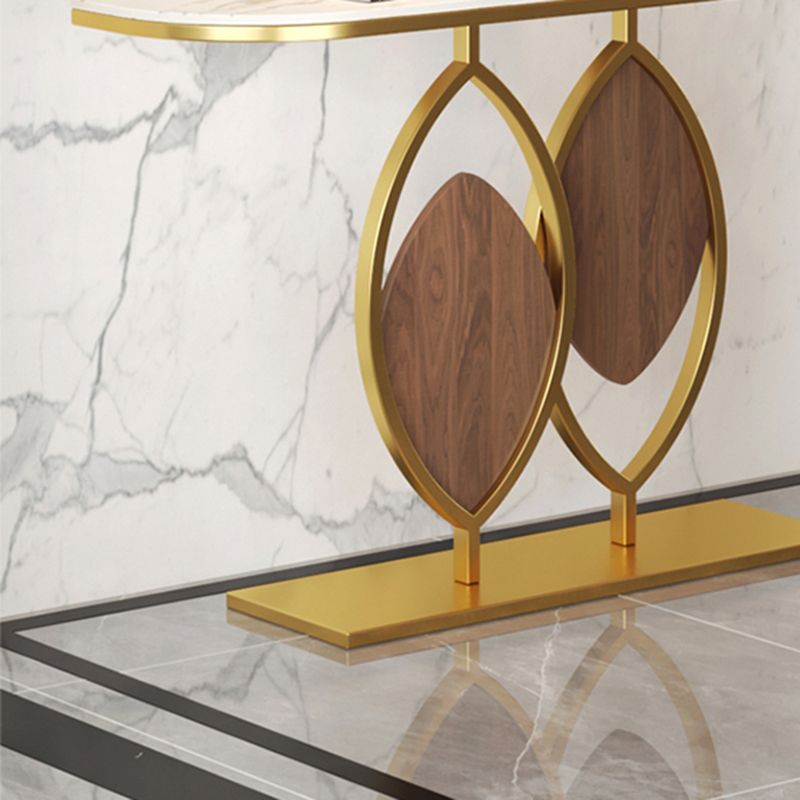 Metal Base Console Table with Half Moon Stone Top for Hall 11.81"