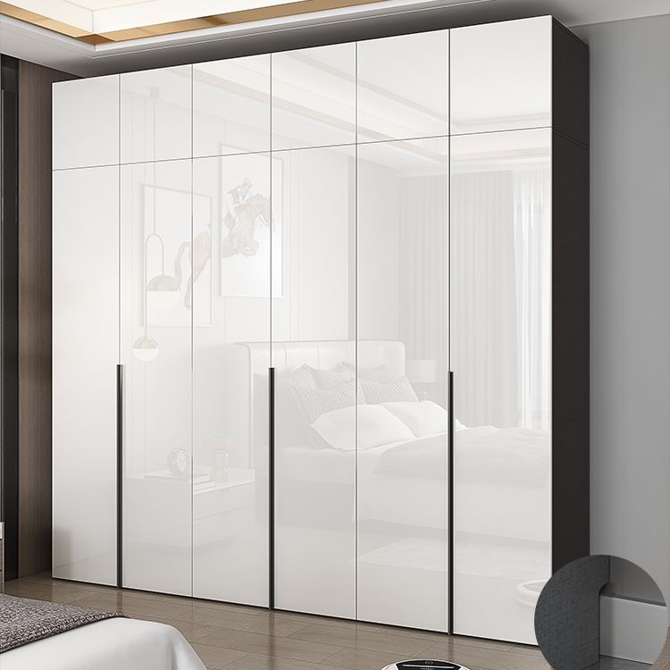 Mirrored Finish Wardrobe Cabinet Engineered Wood Wardrobe with Drawer