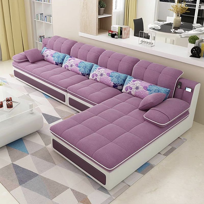 Contemporary Pillow Top Arm Stationary Living Room Sofa Chaise