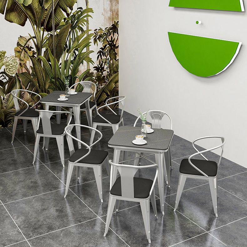 Metal Industrial Indoor Table Sintered Stone Top Table for Dining Room