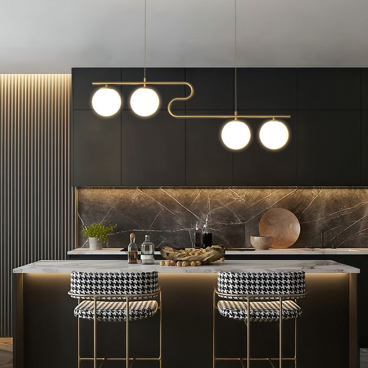 Simple Hanging Light Glass Round Island Light Fixture for Kitchen