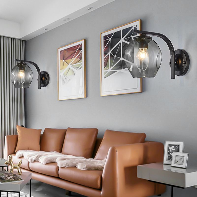 Black/Golden Lighting Contemporary Glass Shaded Wall Light for Room