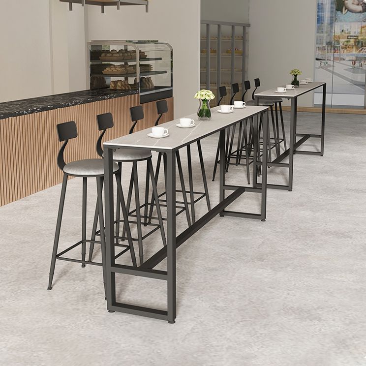 Rectangle Bar Pub Table Set 1/5 Pcs Modern Iron Frame Bar Table and Upholstered Stools