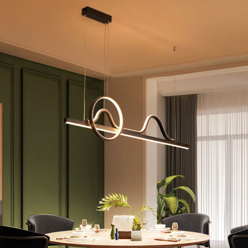 Linear Shape Island Pendants Contemporary Metal 3 Light Pendant Lighting Fixtures in Black