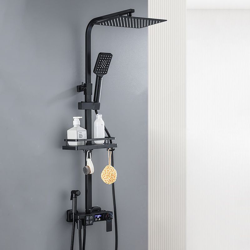 Modern Pressure Balanced Diverter Valve Shower Faucet Square Shower System on Wall