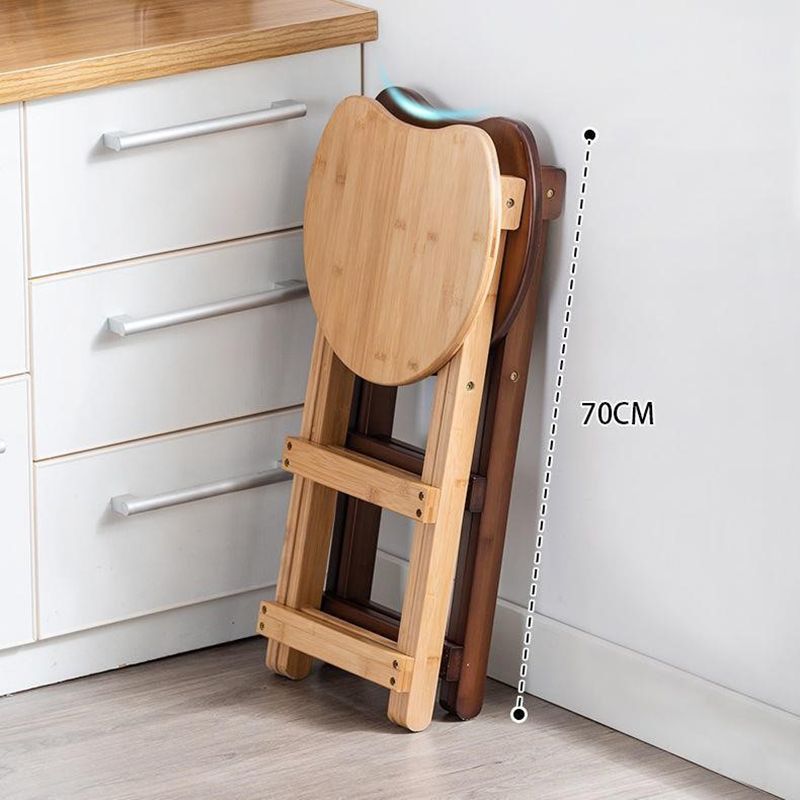 Armless Folding Counter Stool Modern Round Seat Bar Stool with Wooden Footrest