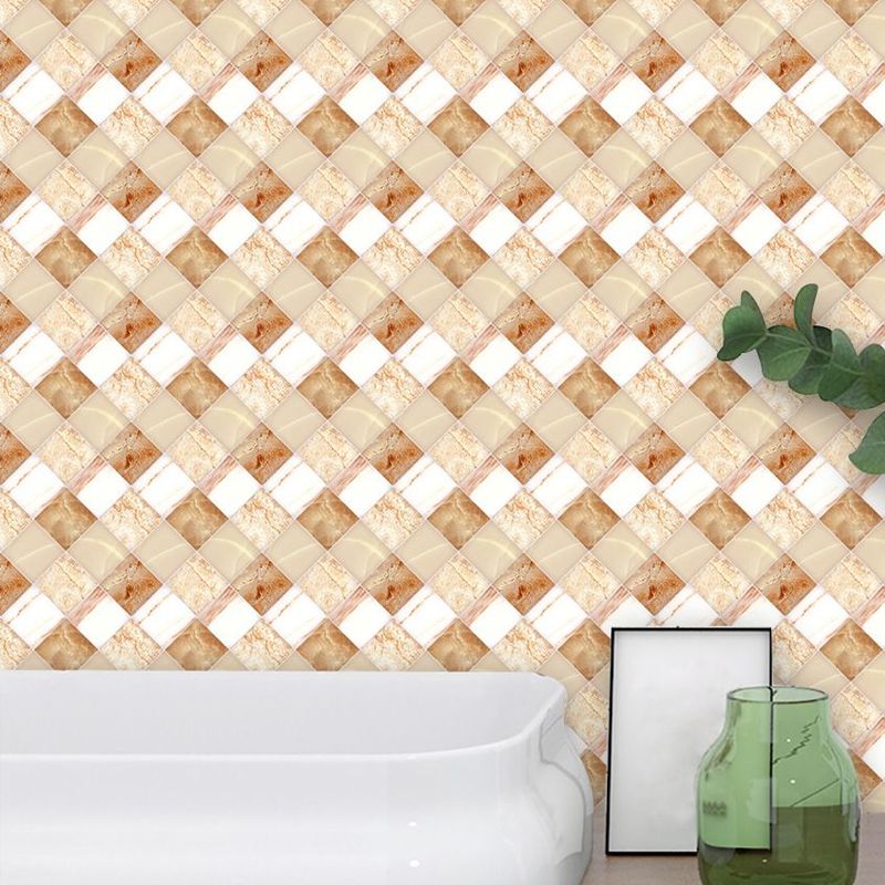 Modern Interwoven Pattern Wallpaper Panels 54 Pcs Brown Marble Effect Wall Art, Easy to Remove