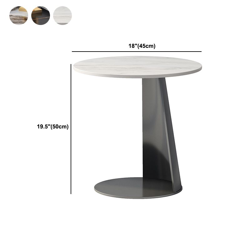Metal C Side Table Contemporary Round Side End Table with Slate Top