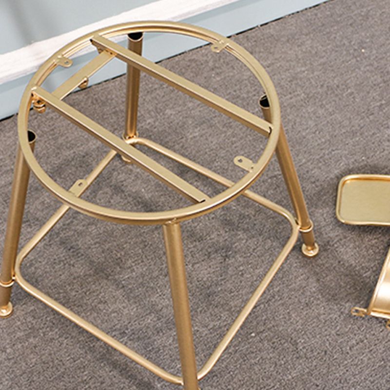 Glam Backrest Armless Counter Stool Iron Dining Room Bar Stool with Cushion and Pedal