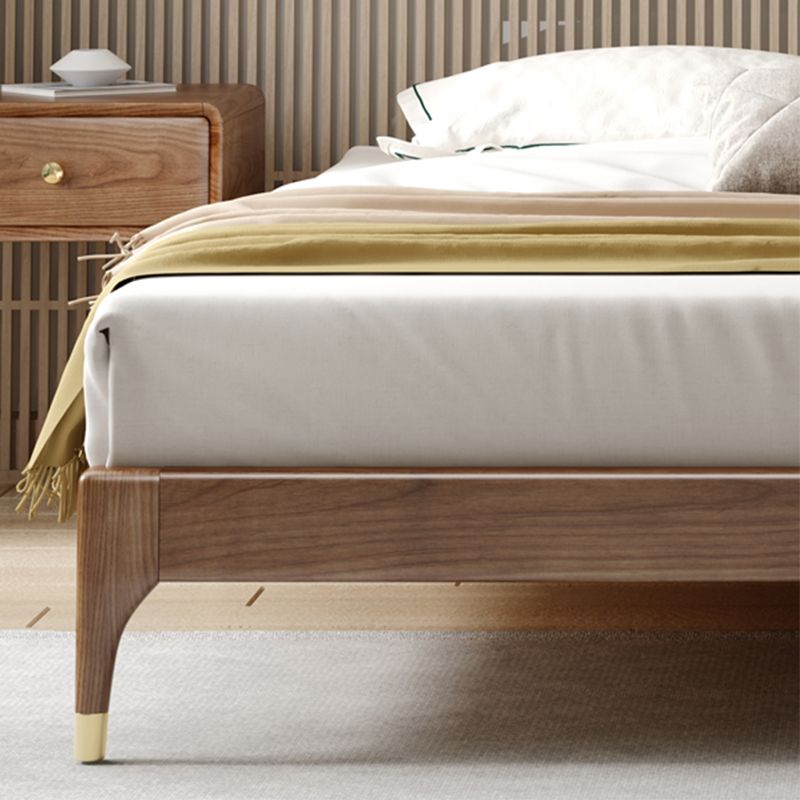 Brown Panel Bed With Custom Gold Legs Mid-Century Modern Ash Bed Without Headboard