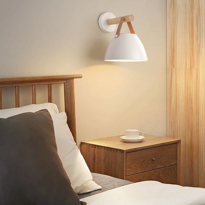 Modern Simple Wall Light Dome Shape Wooden Wall Lamp for Living Room