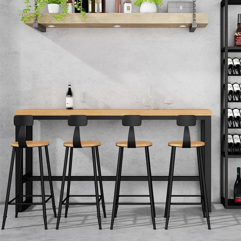 Natural Finish 1/2/5 Pcs Bar Set with Wooden Stools for Home