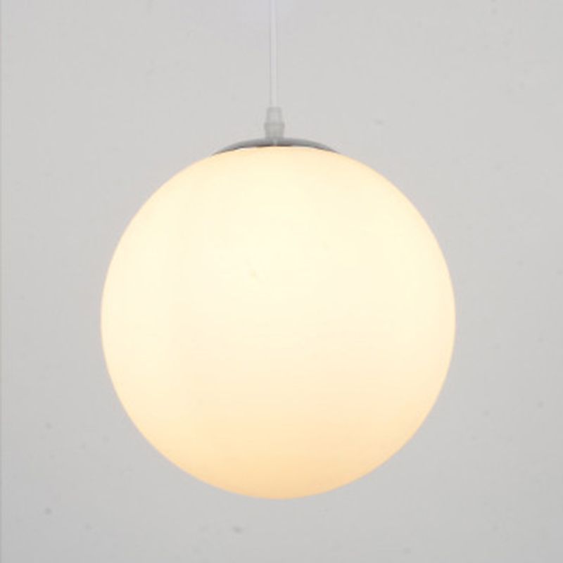 Milk White Glass Ball Pendant Modern Simplicity Style 1-Light Hanging Light for Bedroom