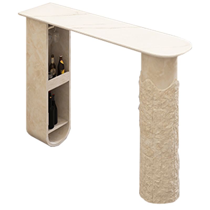 Free Form Bar Table Set 1/2 Pcs Stone Top Bar Table and Solid Wood Stools