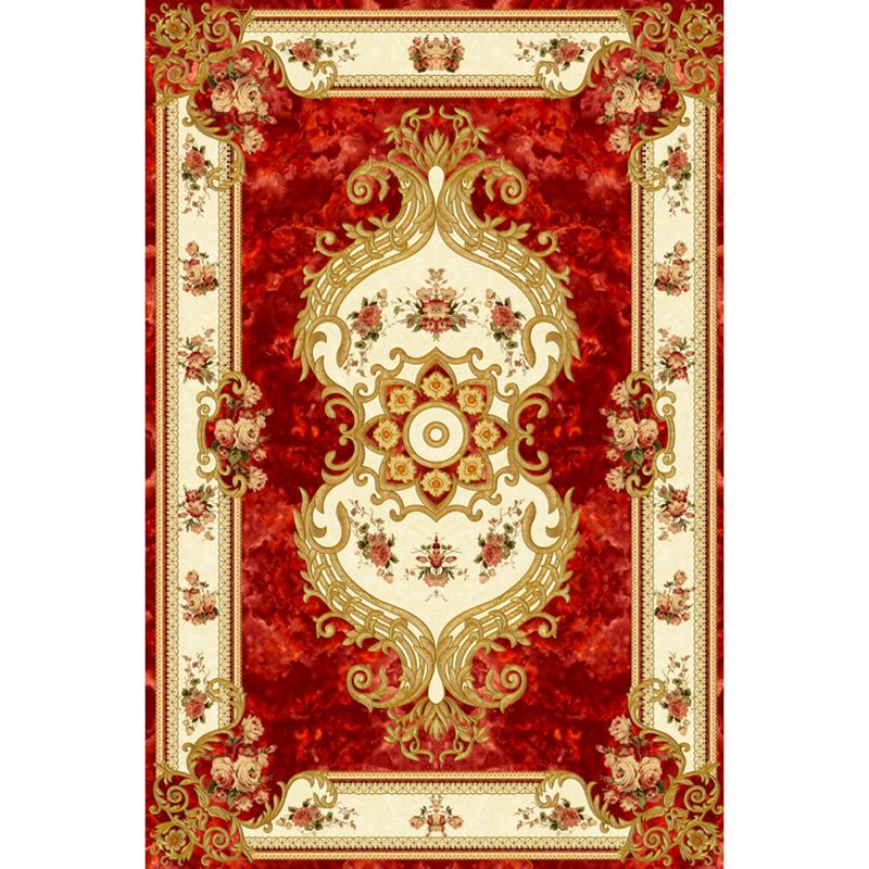 Classical Flower Print Rug Gorgeous Trendy Area Rug Anti-Slip Backing Carpet for Living Room