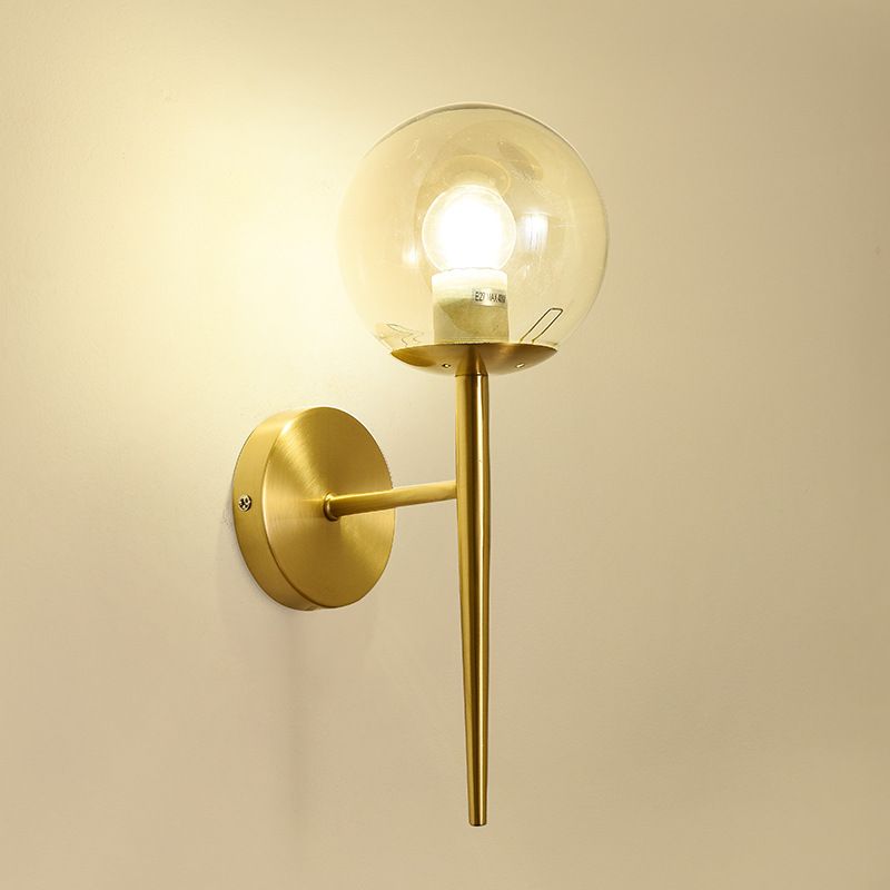 Modern Globe Sconce Light Fixture Glass 1-Light Wall Light for Living Room