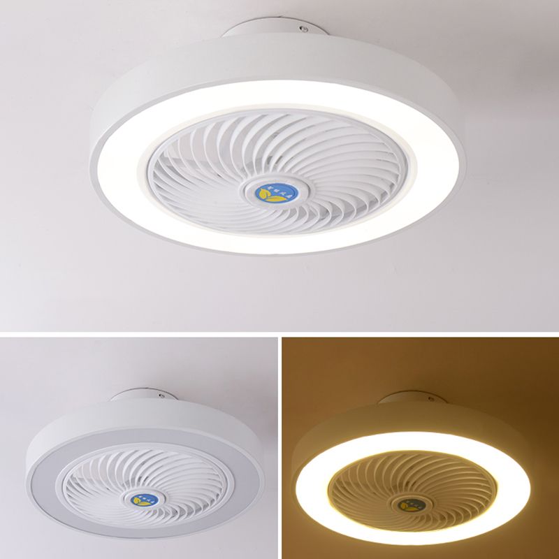 Trommeldecke Lüfter Licht Nordic Metall LED Schlafzimmer Halbflush Licht mit Fernbedienung