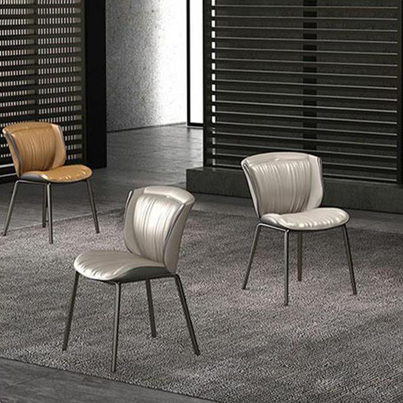 Modern Faux Leather Dining Chair Wingback Side Chair in Matte Finish