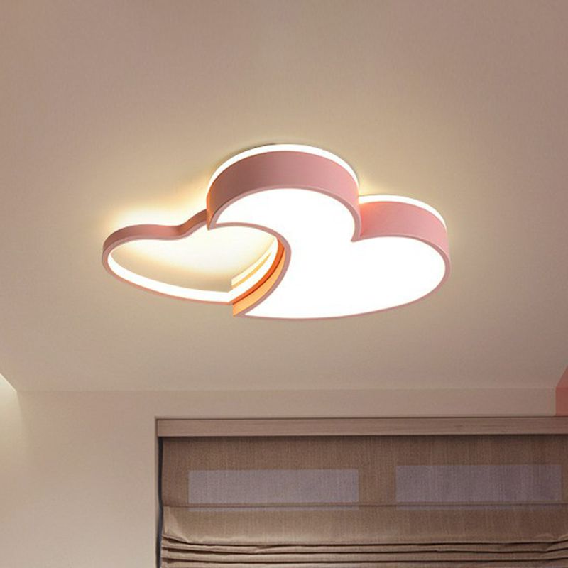Simplistic Heart Flush Mount Lighting Acrylic Kids Bedroom LED Flush Mount Fixture
