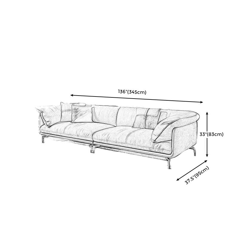 Tan Faux Leather Straight Arm Sofa/Sectional with Wear-Resisting and Stain-Resistant