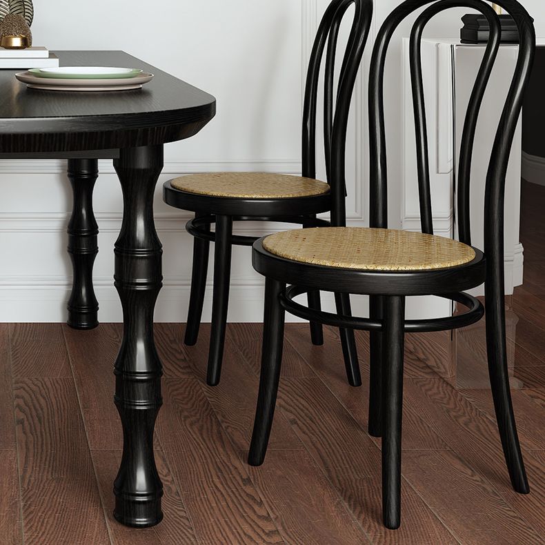 Modern Dining Room Dinner Table Wood 4 Legs Dining Table in Black
