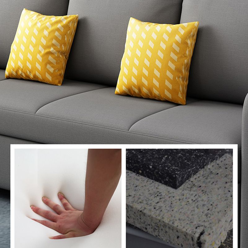 Contemporary Square Arm Cotton Blend Couch Bed with Pillows in Grey