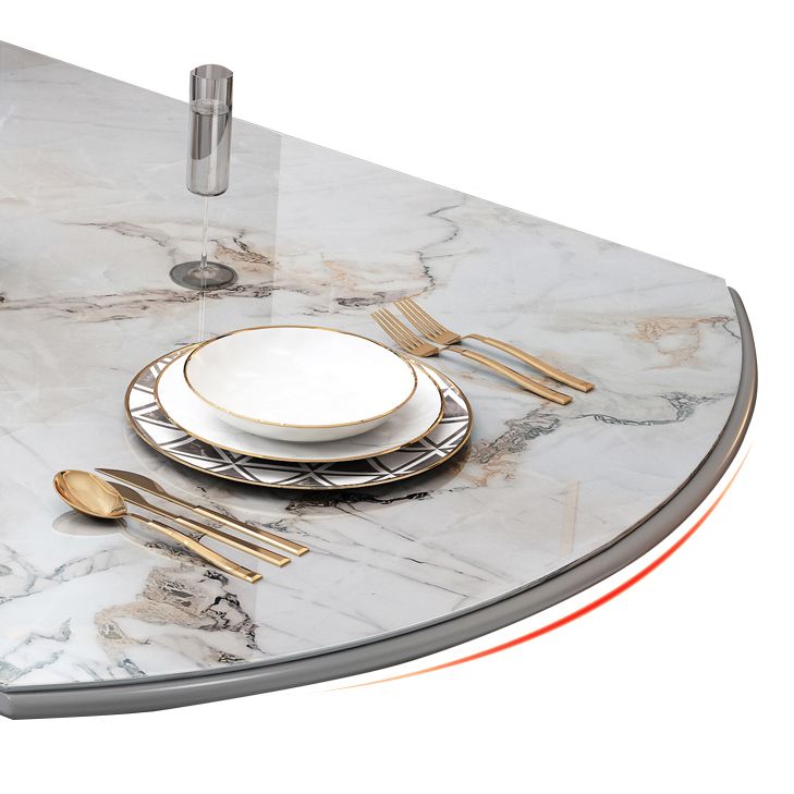 Round Traditional Luxury Dining Room Table Sintered Stone Table with Pedestal Base
