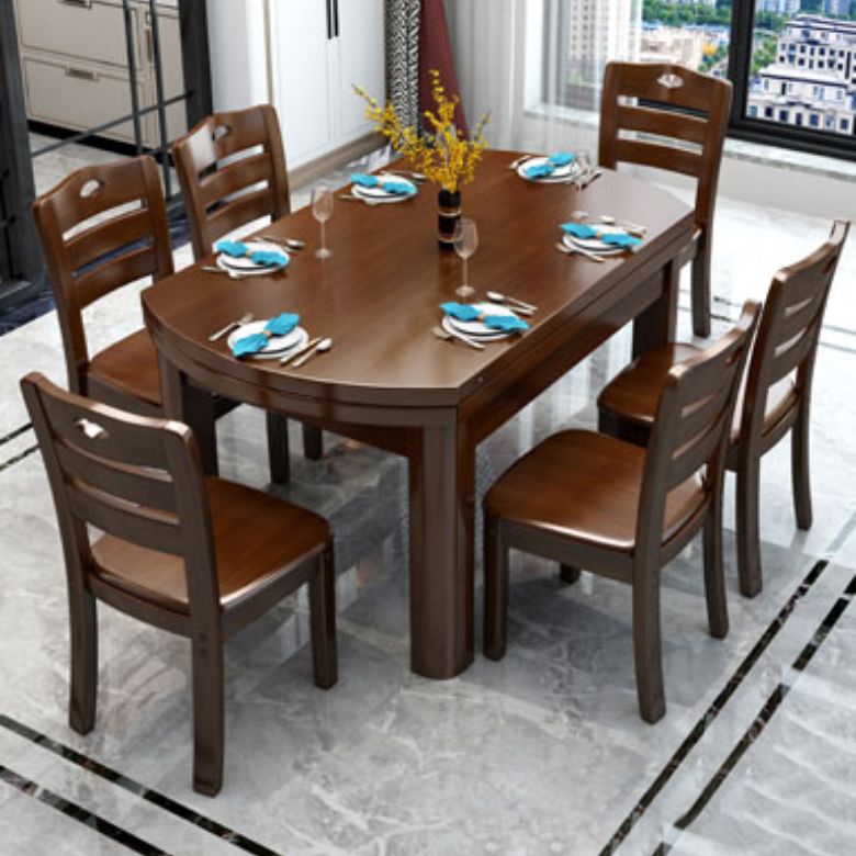 Solid Wood Dining Table Set 1/7 Pieces Dining Set for Kitchen
