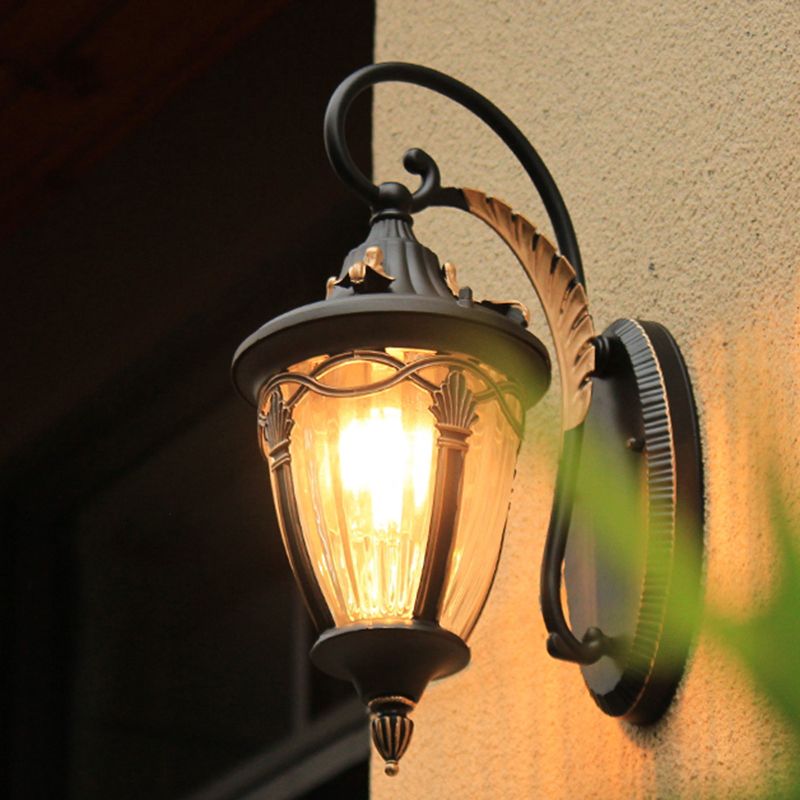 Teardrop Shaped Patio Wall Light Retro Clear Glass 1 Head Wall Mount Lighting Fixture