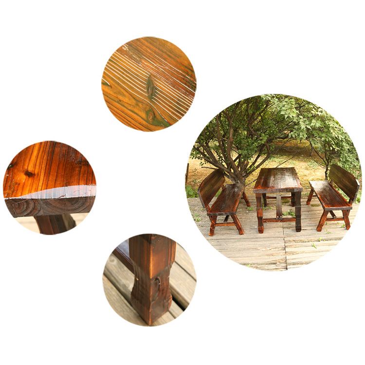 Rustic Rectangle Balcony Table Solid Wood Accent Table for Patio