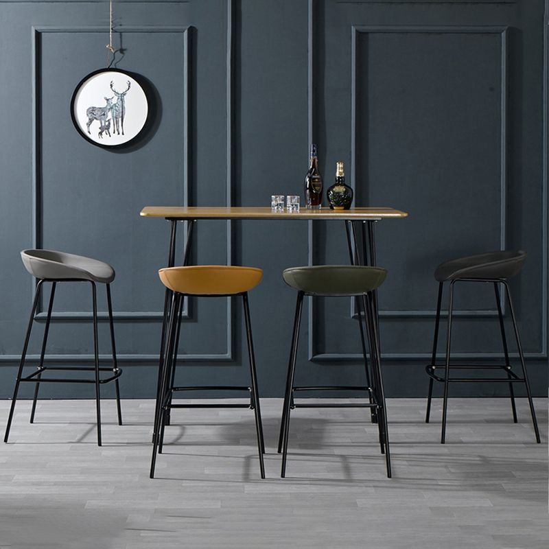 Contemporary Faux Leather Counter Stool Counter Height Bar Stool with Footrest