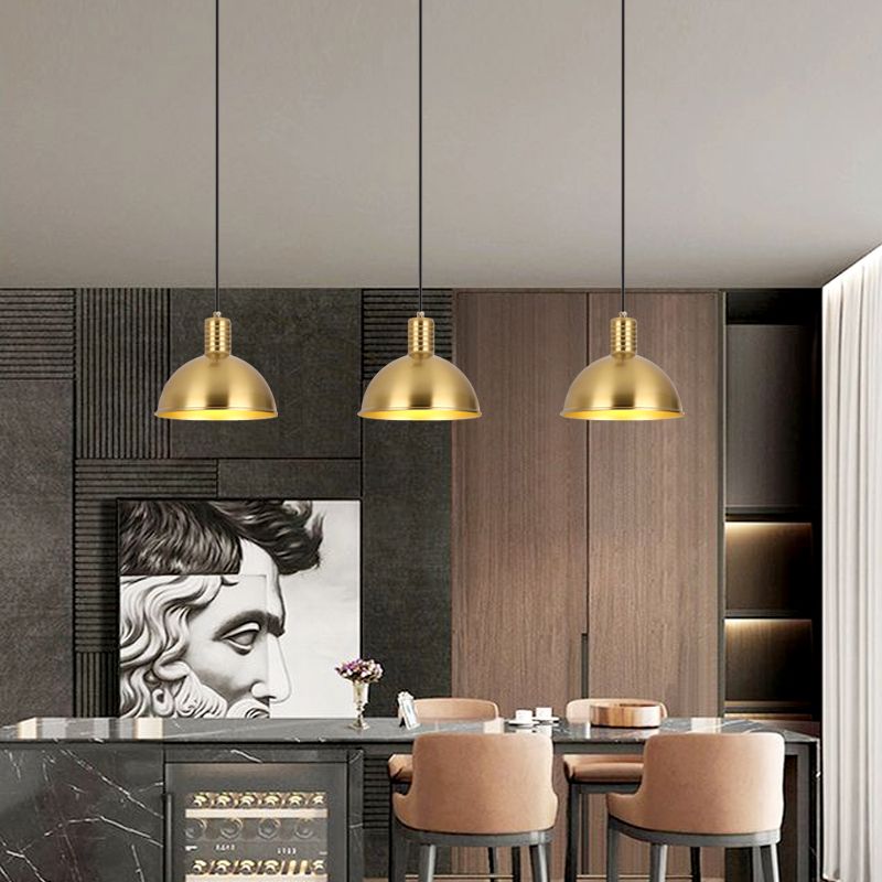 Metal Shaded Ceiling Pendant Light Contemporary Gold Suspension Pendant for Dinning Room