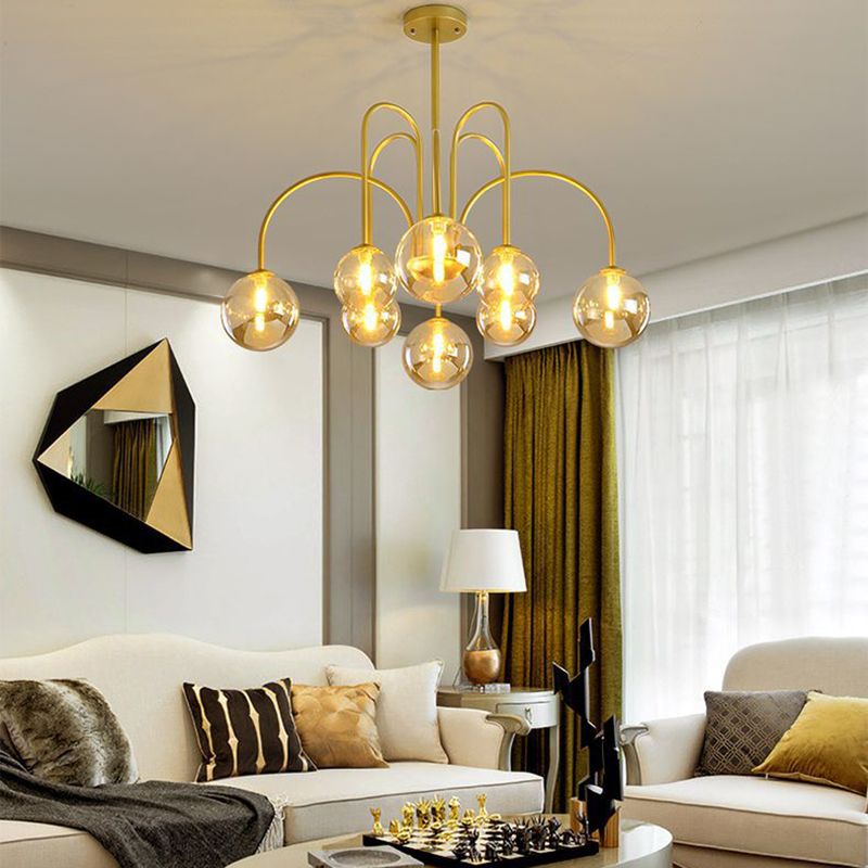 Modern Creative Globe Pendant Light Lacquered Iron Hanging Lamp with Glass Shade