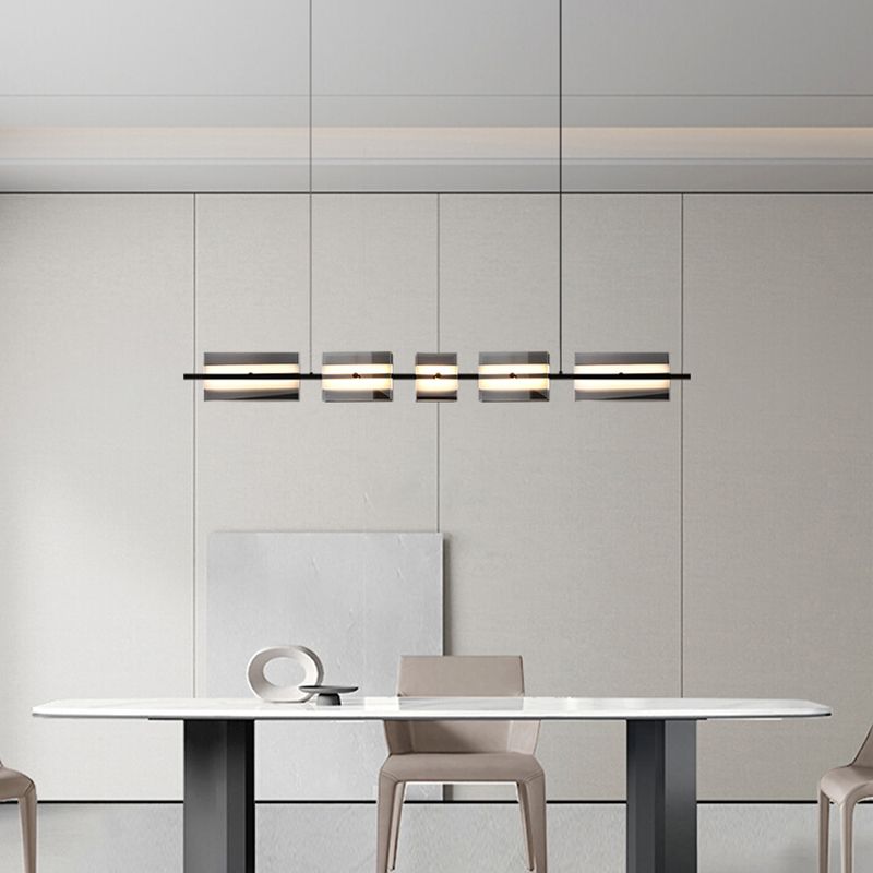 Glass Shade Hanging Island Lights Modern Black/Gold Island Lighting Ideas for Kitchen