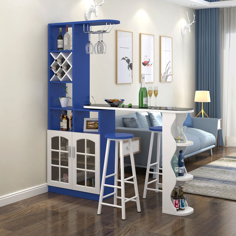 Contemporary Bar Stool and Table Set, Wood 3 Pieces for Living Room