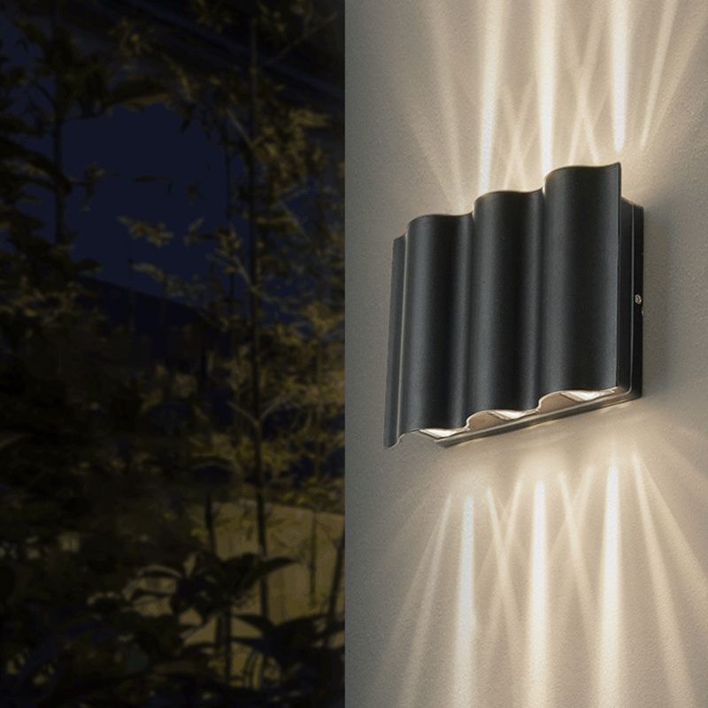 Black Rectangular Outdoor LED Wall Lamp in Modern Creative Style Aluminium Waterproof Wall Sconce