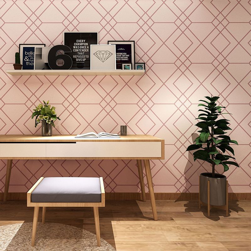 Non-Pasted Wallpaper with Pastel Color Grid and Geometries, 20.5"W x 33'L