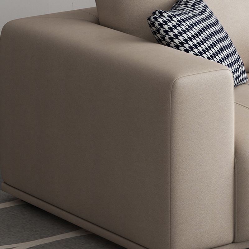 Cream Modern Faux Leather Square Arm Sofa/Sectional with Pillowed Back Cushions